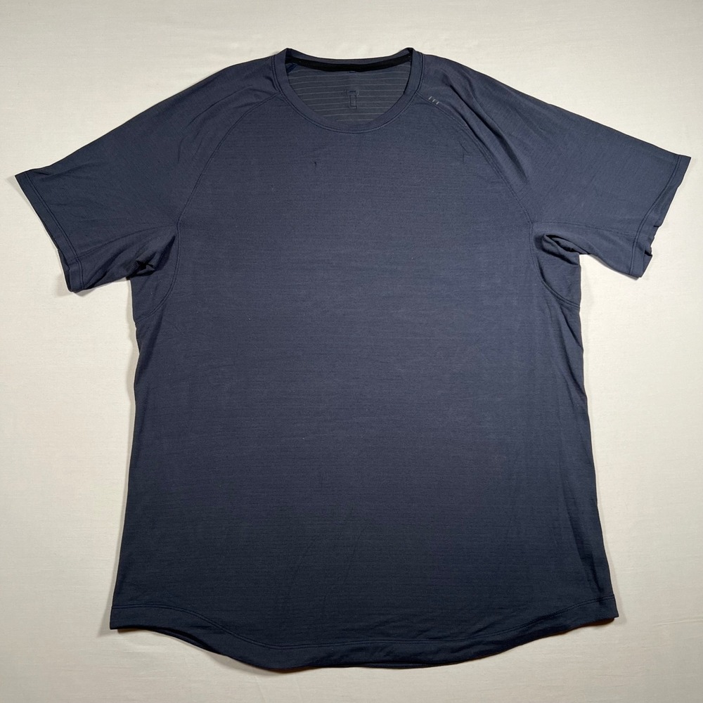 Lululemon Mens Metal Vent Tech Short Sleeve Navy Blue Training Shirt XL